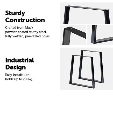 Trapezium Shaped Table Bench Desk Legs Retro Industrial Design Fully Welded Kings Warehouse