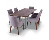 Tuberose Dining Chair Fabric Seat Solid Acacia Timber Wood Furniture - Grey Kings Warehouse 