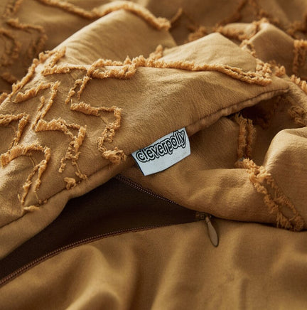 Tufted ultra soft microfiber quilt cover set-double caramel Home & Garden Kings Warehouse