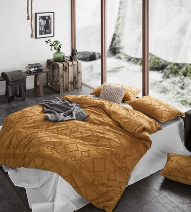 Tufted ultra soft microfiber quilt cover set-double caramel Home & Garden Kings Warehouse