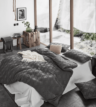 Tufted ultra soft microfiber quilt cover set-double smoke Home & Garden Kings Warehouse