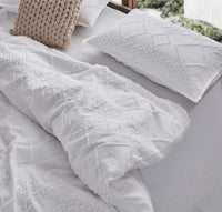 Tufted ultra soft microfiber quilt cover set-double white Home & Garden Kings Warehouse