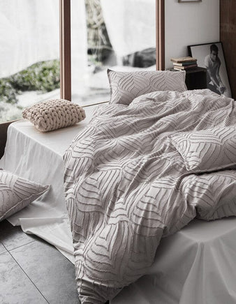 Tufted ultra soft microfiber quilt cover set-single beige Home & Garden Kings Warehouse