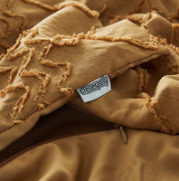 Tufted ultra soft microfiber quilt cover set-single caramel Home & Garden Kings Warehouse