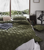 Tufted ultra soft microfiber quilt cover set-single khaiki green Home & Garden Kings Warehouse