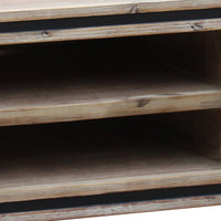 TV Cabinet with 2 Storage Drawers Cabinet Solid Acacia Wooden Entertainment Unit in Sliver Bruch Colour Furniture Kings Warehouse