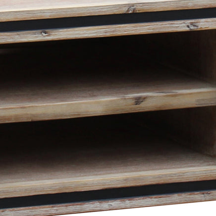 TV Cabinet with 2 Storage Drawers Cabinet Solid Acacia Wooden Entertainment Unit in Sliver Bruch Colour Furniture Kings Warehouse