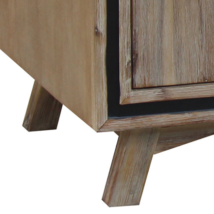 TV Cabinet with 2 Storage Drawers Cabinet Solid Acacia Wooden Entertainment Unit in Sliver Bruch Colour Furniture Kings Warehouse