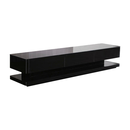 TV Cabinet with 3 Storage Drawers With High Glossy Assembled Entertainment Unit in Black colour Furniture Kings Warehouse