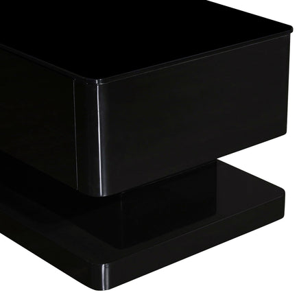 TV Cabinet with 3 Storage Drawers With High Glossy Assembled Entertainment Unit in Black colour Furniture Kings Warehouse