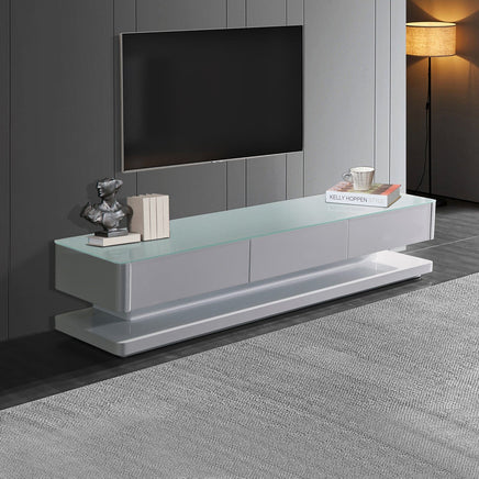 TV Cabinet with 3 Storage Drawers With High Glossy Assembled Entertainment Unit in White colour Furniture Kings Warehouse