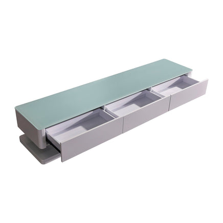 TV Cabinet with 3 Storage Drawers With High Glossy Assembled Entertainment Unit in White colour Furniture Kings Warehouse