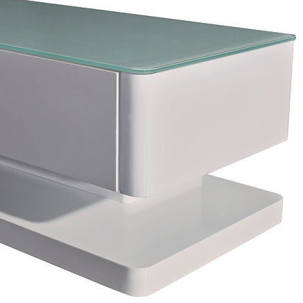 TV Cabinet with 3 Storage Drawers With High Glossy Assembled Entertainment Unit in White colour Furniture Kings Warehouse