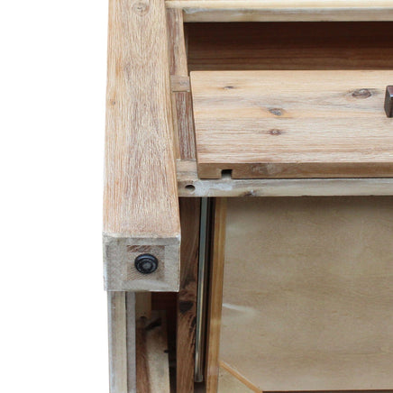 TV Cabinet with 3 Storage Drawers with Shelf Solid Acacia Wooden Frame Entertainment Unit in Oak Colour Furniture Kings Warehouse