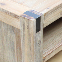 TV Cabinet with 3 Storage Drawers with Shelf Solid Acacia Wooden Frame Entertainment Unit in Oak Colour Furniture Kings Warehouse