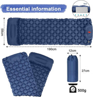 Ultralight Inflatable Camping Sleeping Pad with Pillow for Travelling and Hiking Kings Warehouse