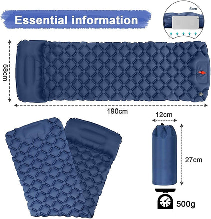 Ultralight Inflatable Camping Sleeping Pad with Pillow for Travelling and Hiking Kings Warehouse