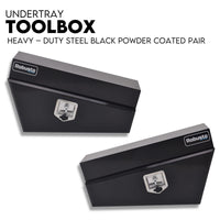 Under Tray Tool Box Underbody Pair Set 750mm Black Steel Auto Accessories Kings Warehouse