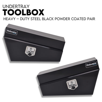 Under Tray Tool Box Underbody Pair Set 750mm Black Steel Auto Accessories Kings Warehouse