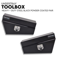 Under Tray Tool Box Underbody Pair Set 750mm Black Steel Kings Warehouse 