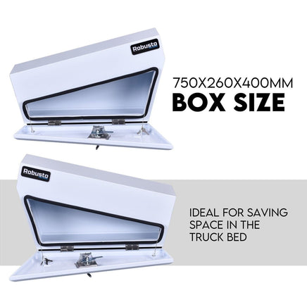 Under Tray Tool Box Underbody Pair Set 750mm White Steel Auto Accessories Kings Warehouse