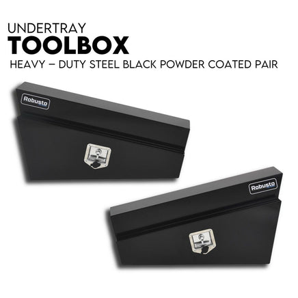 Under Tray Tool Box Underbody Pair Set 900mm Black Steel Auto Accessories Kings Warehouse