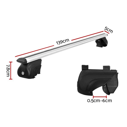 Universal Car Roof Rack Aluminium Cross Bars Adjustable 126cm Silver Upgraded End of Year Clearance Sale Kings Warehouse