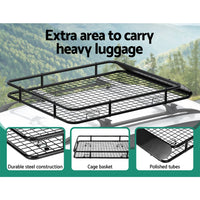 Universal Car Roof Rack Basket Luggage Carrier Steel Vehicle Cargo 123cm Kings Warehouse