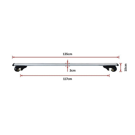 Universal Car Top Roof Rail Rack Cross Bar Aluminium Lockable 1350MM Outdoor Recreation Kings Warehouse