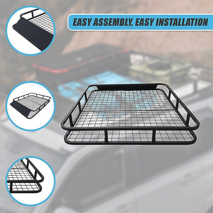 Universal Roof Rack Basket - Car Luggage Carrier Steel Cage Vehicle Cargo Outdoor Recreation Kings Warehouse