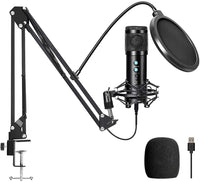 USB Condenser Microphone Kit with Adjustable Scissor Arm Stand Shock Mount for Podcasting, Gaming, Studio and Home Recording Kings Warehouse 