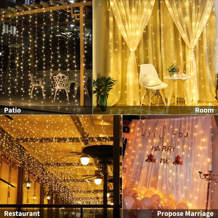 USB Powered 300 LED Curtain String Light with 8 Modes and Remote Control for Bedroom Party Wedding Decorations Kings Warehouse