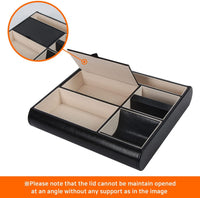 Valet Tray Leather Multi Catch Storage Box for Jewellery Accessories, Keys, Phone, Wallet, Coin, Jewellery (Black) Kings Warehouse 