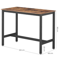 VASAGLE Bar Table Industrial Kitchen Table Dining Table With Solid Metal Frame for Cocktails Bar Party Cellar Restaurant Living Room Wood Look LBT91X Kings Warehouse 