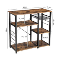 VASAGLE Kitchen Storage Shelves with Wire Basket and 6 S-Hooks Kings Warehouse 