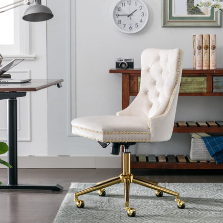 Velvet Home Office Chair- Beige Furniture Kings Warehouse