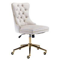 Velvet Home Office Chair- Beige Furniture Kings Warehouse
