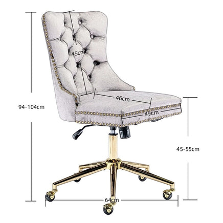 Velvet Home Office Chair- Grey Furniture Kings Warehouse