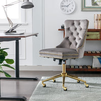Velvet Home Office Chair- Grey Furniture Kings Warehouse