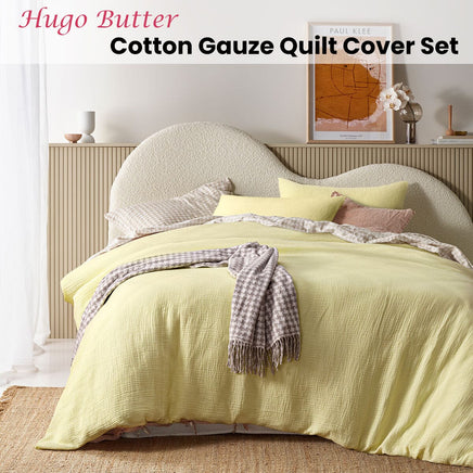 Vintage Design Homewares Hugo Butter Cotton Gauze Quilt Cover Set Queen Home & Garden Kings Warehouse