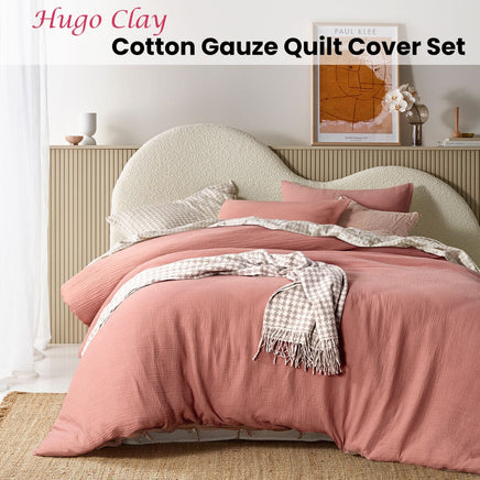 Vintage Design Homewares Hugo Clay Cotton Gauze Quilt Cover Set Queen Home & Garden Kings Warehouse