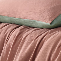 Vintage Design Homewares Hugo Reversible Clay Sage Cotton Gauze Quilt Cover Set King Home & Garden Kings Warehouse