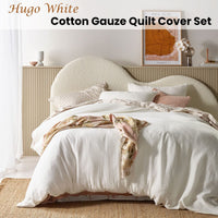 Vintage Design Homewares Hugo White Cotton Gauze Quilt Cover Set Queen Home & Garden Kings Warehouse