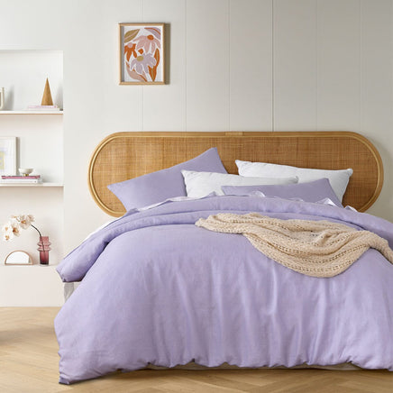 Vintage Design Homewares Lilac French Linen Quilt Cover Set King Home & Garden Kings Warehouse