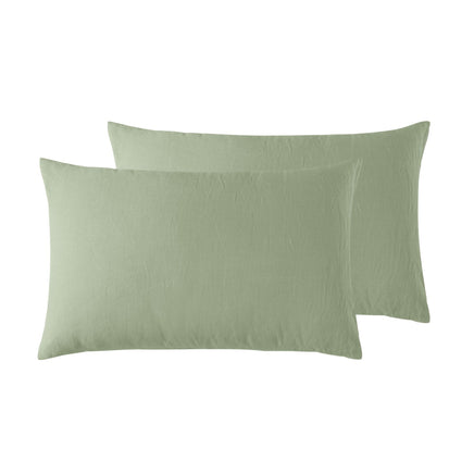 Vintage Design Homewares Pair of 100% Linen Standard Pillowcases Sage Home & Garden Kings Warehouse