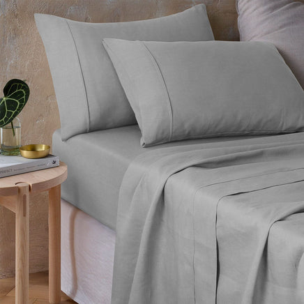 Vintage Design Homewares Silver 100% Hemp Sheet Set Queen Home & Garden Kings Warehouse