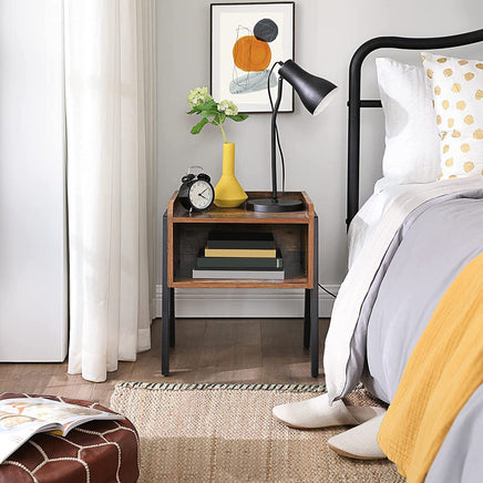 Vintage Nightstand Stackable End Table Wood Look Accent Furniture Metal Frame Furniture Kings Warehouse