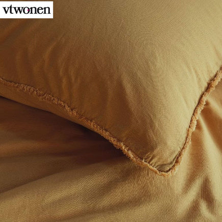 VTWonen Natural Stone Fraying Yellow Quilt Cover Set King Home & Garden Kings Warehouse
