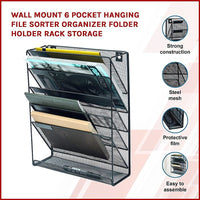 Wall Mount 6 Pocket Hanging File Sorter Organizer Folder Holder Rack Storage Kings Warehouse 
