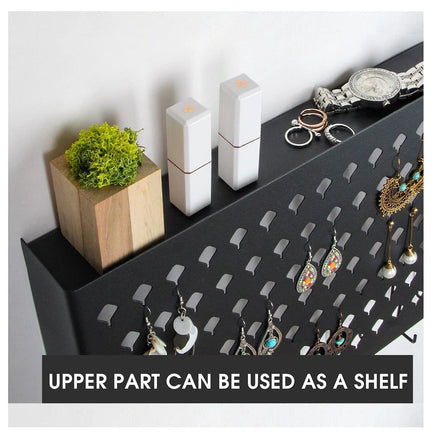 Wall Mount Earring Jewelry Hanger Organizer Holder with 109 Holes and 19 Hooks (Black) Kings Warehouse